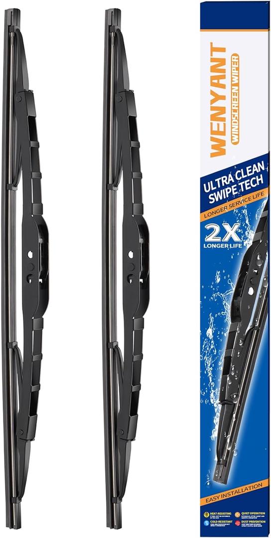 18"+18" Front Windshield Wiper Blades Compatible with Ford Ranger 1993-2011 Chevrolet HHR 2006-2011 Jeep Commander 2006-2010 for My Car Original Equipment Automotive Replacement (Set of 2)
