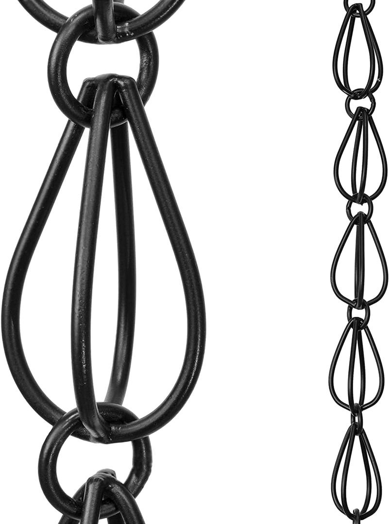 Monarch Rain Chains Aluminum Teardrop Black Rain Chains for Gutters 8.5 ft Black Decorative Rainchain Outdoor Durable Heavy Duty Gutter Chain Downspout, Modern Rainchains for Outside