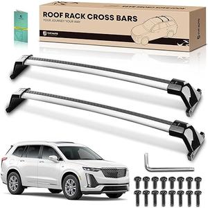 YHTAUTO Car Roof Rack Cross Bar Compatible with Cadillac XT4 2019-2024 w/Flush Rails Fixed Point, 165 Lbs Aluminum Alloy Cargo Bar for Rooftop Tent Kayak Bike Luggage Snowboard Ski Board Canoe