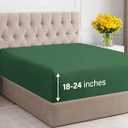 Extra Deep King Fitted Sheet - Hotel Luxury Single Fitted Sheet Only - Easily Fits 18 inch to 24 inch Mattress - Ultra Soft, Wrinkle Free with Extra Deep Pockets - Breathable & Comfy - Emerald Green