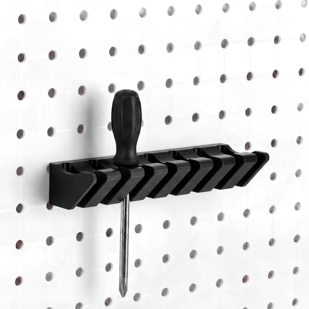 Novabright 1 Pcs Pegboard Screwdriver Holder, Pegboard Organizer Accessories, Eight-Tool Organizer Rack for Pegboards with 0.98-Inch Center Hole (Round) Diameter, Multi-Tool Holder (Black)