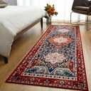 YJ.GWL Area Rug 2x7, Machine Washable Hallway Runner Rug, Boho Floral Vintage Distress Print Pattern Carpet, Low Pile Lightweight Thin Rugs for Entryway, Kitchen and Corridor, Red