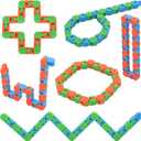 6 Pack 24 Links Wacky Tracks Snap and Click Fidget Toys, Finger Sensory Toys, Snake Puzzles for Stress Relief, Party Bag Fillers, Party Favours, Random Color