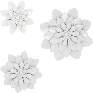 Metal Flower Wall Art,Floral wall decor Multiple Layer Decor for Indoor Outdoor Home Bedroom Living Room Office Garden(White)