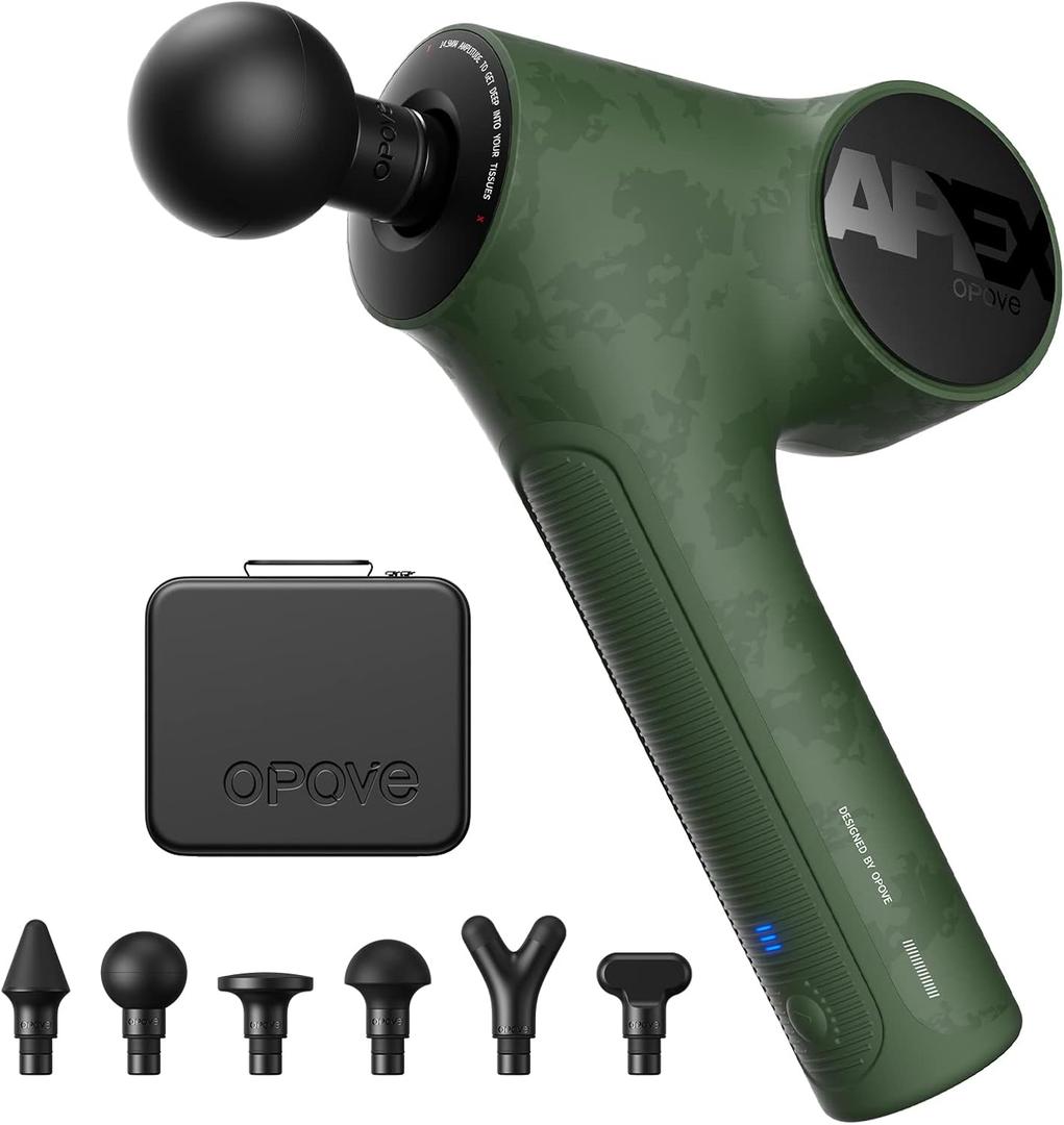Opove Massage Gun Fascia Percussive Muscle Massager 14.5mm for Back Pain Relief Workout Recovery in Gym Home Office Daily Massage, Ergonomic for Effortless to Use, Apex Green