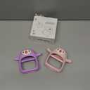 Smily Mia 2pack Penguin Teether for Babies 0-6Month, Infant Teething Toys, Pacifiers for Breastfed Babies, Silicone Teething Mittens for 3-6Months, Perfect Shower Gift+Baby Registry, Pink&Purple