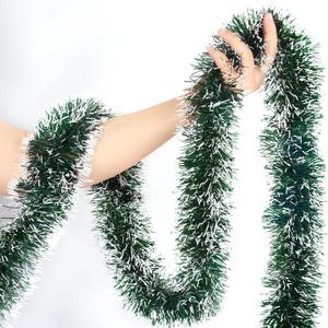 50FT Green Christmas Tinsel Garland Decorations to Christmas Tree, Thick and Thin Metallic Streamers Foil Tinsel Twist Garland Decor for Home Indoor Outdoor Party Supplies