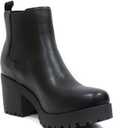 Soda Top Shoes Jaber Ankle Boot W Lug Sole Elastic Gore and Chunky Heel (9, Black Pu)