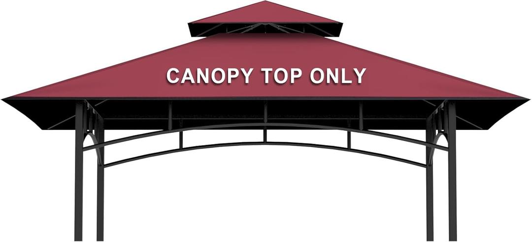 Grill Gazebo Replacement Canopy Top Only - 5' x 8' Outdoor BBQ Gazebo Canopy Roof, Waterproof Double Tiered Shelter Cover Fit for Model L-GG001PST-F (Red, 5x8)