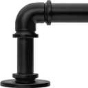 Black Curtain Rods 18 to 88 Inch, Industrial Curtain Rods,Adjustable Length,1 in Diameter Pipe,Wall or Ceiling Mounted,for Bedroom and Living Room(Black 18 to 88)