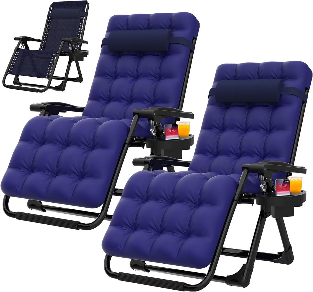 Suteck Zero Gravity Chairs Set of 2, Reclining Camping Chair with Cushion
Anti Gravity Recliner Lounge Chair with Aluminum Alloy Lock & Cup Holder, 90-170° Adjustable, for Lawn Patio Indoor