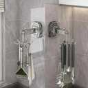 Hanging Utensil Holder Hooks Kitchen Utensil Hanger Wall Mount 360 Rotating Folding Hook Strong Suction Cup Hook Utensil Rack with 6 Hooks for Kitchen Bathroom Cabinet 2 Pack (Transparent)