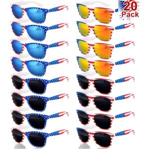 20 Pairs American Flag Sunglasses UV400 250th Anniversary 4th of July Accessories USA Patriotic Sunglasses Eyewear Fourth July Women Men Teens Red White Blue Party Favors Independence Day Memorial Day
