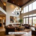 Modern Black Glass Globe Sputnik Chandeliers Light Fixture, 12 Light