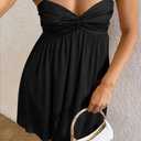Women Satin Homecoming Dresses Short Sweetheart Neck Adjustable Spaghetti Straps A Line Prom Party Cocktail Dress (Black, L)