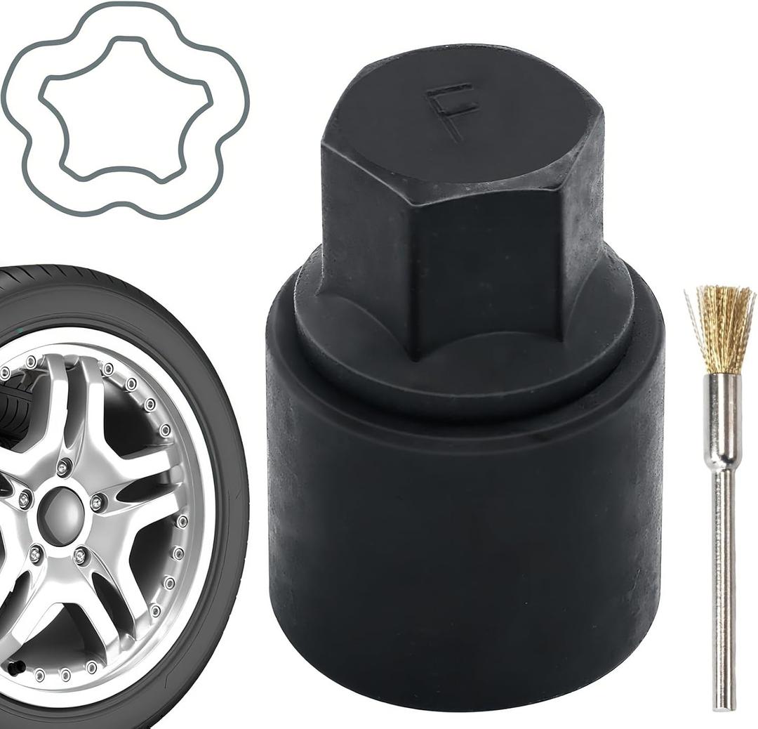 F-Wheel Locking Lug Nut Key Compatible with Toyota Lexus, Tacoma, Chrome Wheel Lock Nuts Socket Adapter, Anti-Theft Lugnut Removal Tool, Tire Nut Removal Tools