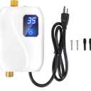 Generic Tankless Water Heater Electric, Instant Hot Water Heater Under Sink, 3000W 110V On Demand Mini Water Heater for RV Kitchen Bathroom, White