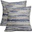 Blue Grey Gray Pillow Covers 18x18 Set of 2 Abstract Striped Pattern Decorative Outdoor Pillowcases Farmhouse Throw Cushion Case Couch Sofa Bed Decor