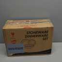 E-far 12-Piece Plates and Bowls Sets, Stoneware Dinnerware Dishes Sets for 4, Kitchen Modern Dining Dishware, Chip & Scratch Resistant, Microwave & Dishwasher Safe, Speckled White