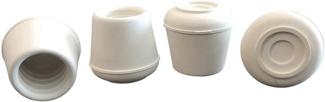Shepherd 4 Pack Non-Slip Round Rubber Leg Tip Protectors - 1" Inner Diameter for Chairs, Stools & Tables - Reduce Noise & Prevent Scratches  White