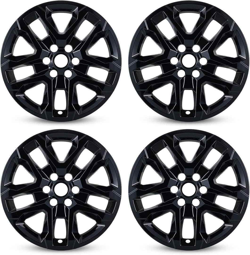 4-Pack Wheel Skins Compatible for 2018-2023 Chevy Traverse, 18 inch Wheel Skin Cover for 18-23 Traverse Black Color Hubcap Replacements