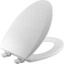 Bemis 1500EC Durable Wooden Toilet Seat, Easy Clean Hinges, Made in USA, Elongated, White