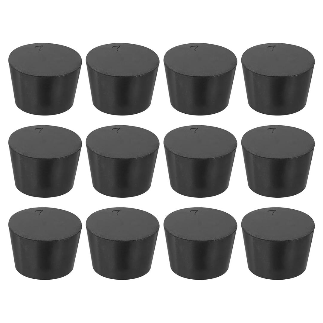 MECCANIXITY Rubber Tapered Plug 28mm to 37mm Solid Test Tubes Bungs Stopper Black for Lab Home 12 Pieces
