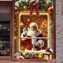 Christmas Window Decoration Santa Claus Banner 31x47 Inch Holiday Banner With Santa Waving Festive Door And Window Decor For Indoor & Outdoor Use
