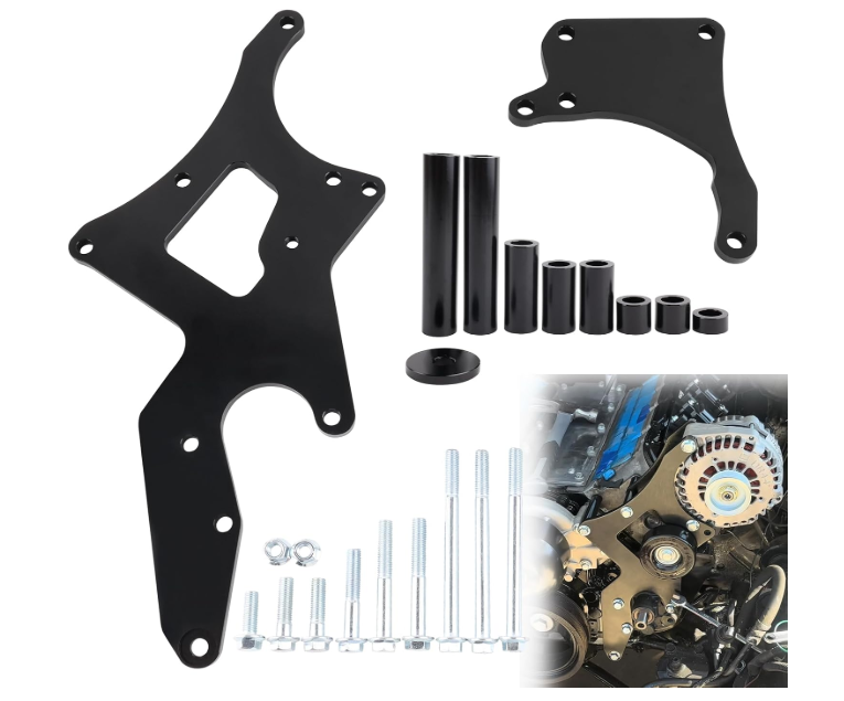 RiAiCiING LS Serpentine Alternator Power Steering Pump Bracket Kit | Swap Conversion Compatible with Chevrolet GM LS1 LS2 LS3 LS6 LS7 4.8L 5.3L 6.0L 6.2L