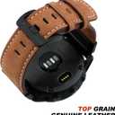 Abanen Genuine Leather Watch Band for Garmin Fenix 8 47mm / epix Pro 47mm / Instinct 3 45mm, QuickFit Retro Classic Wrist Strap for Fenix 7/6/5,Quatix 7