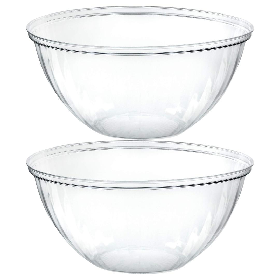 PLASTICPRO Disposable 150 Ounce Round Crystal Clear Plastic Serving Bowls for Snack or Chip ,Candy Dish, Party Salad Container Pack of 4