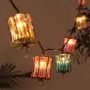 Outdoor String Lights Plug in with 10 Incandescent Bulbs, Multicolor Patio Lights Connectable Weatherproof Decorative Lantern String Lights for Gazebo Porch Bedroom Cottagecore Decor