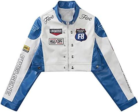 Aelfric Eden Cropped Leather Jacket Women PU Crop Moto Biker Racing Trendy Fashion Casual Coats,