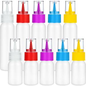 10 Pcs Squeeze Bottles  30ml & 60ml Plastic Icing Bottles for Cake, Cookie, Pastry, Frosting, Food Coloring, DIY, and Ice Cream Decoration