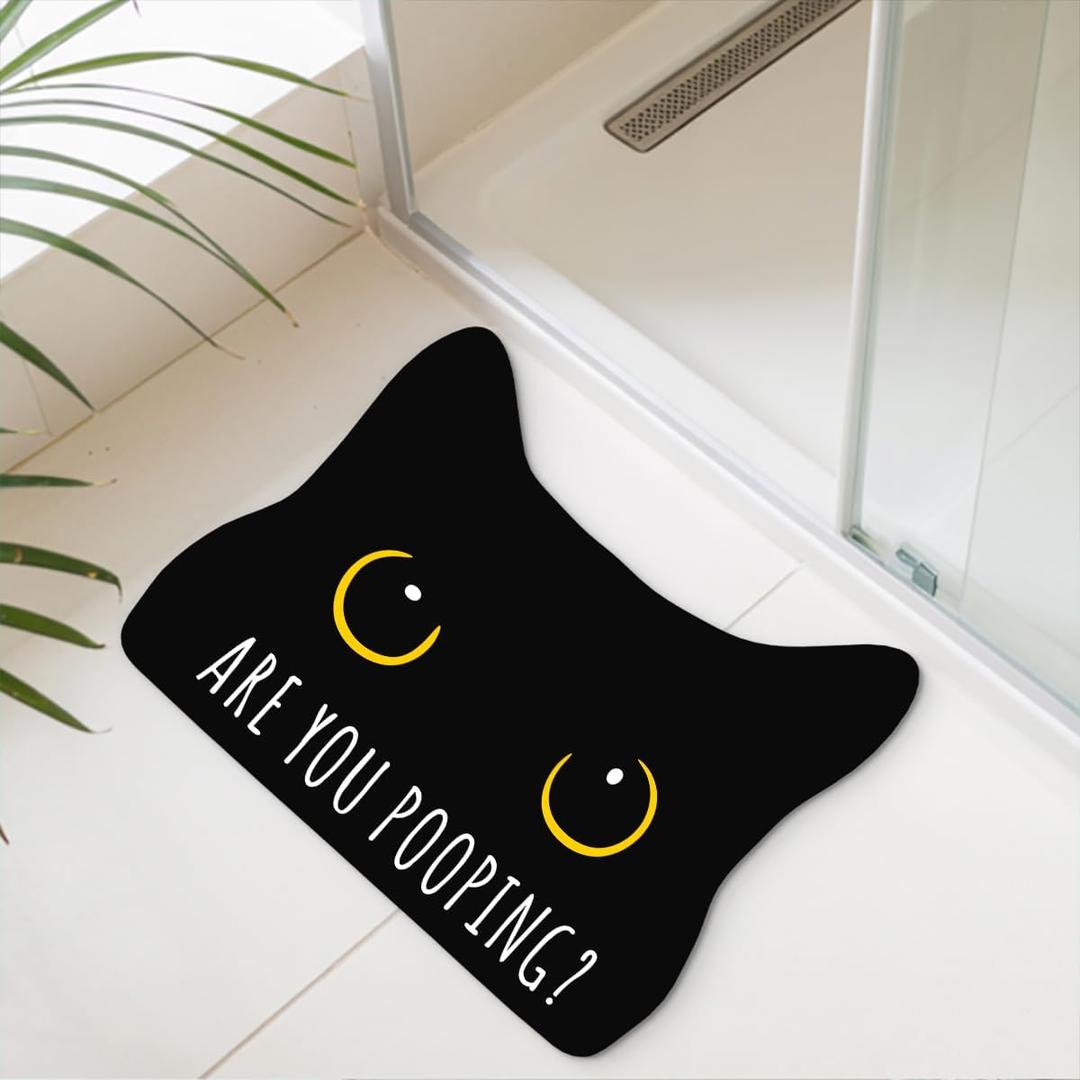 Cat Bath Mat Black Cat Rug are You Pooping Funny Cats Lovers Hydrophilic Polyurethane Floor Mat,Non SIip Bath Mats for Bathroom Kitchen Bedroom,Home Decorations Gifts 27.5 x 22.0 Inches rug1052