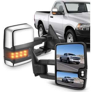 ECCPP Towing Mirrors For 1999-2002 For Chevy Silverado Sierra Power Heated Chrome Towing Mirrors Led Signal Light Pair Set