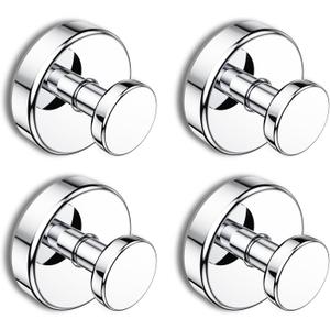 Bntuk Suction Cup Hooks for Shower, Removable Towel Hooks for Bathroom Window Glass Door Wall, Bath Robe Looafh Hook for Hanging - 4 Pack, Chrome