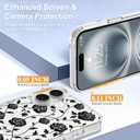 Magnetic for iPhone 16 Plus Case [Compatible with MagSafe][with Screen + Camera Protector] Clear Rose Floral Flower Pattern Design, Slim Shockproof Phone Cover for Women Girls