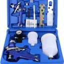 2-Sprayer HVLP Air Gravity Spray paint Gun,1.0mm 150ml & 1.4mm 600ml Auto Gravity Feed Painting with Locking Air Pressure Regulator Gauge Air Spray Nozzle Gun for Cake Decoration,Model Making