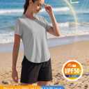 MAGCOMSEN Women Workout Tops Short Sleeve UPF 50+ Sun UV Shirt Quick Dry (Gray, L)