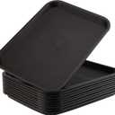 ZOENHOU 10 Pack 16 x 12 Inch Plastic Fast Food Tray, Rectangular Cafeteria Trays Food Serving Tray Bulk, Large Restaurant Lunch Trays for Serving Food Home Restaurant Dinning Room Organization, Black
