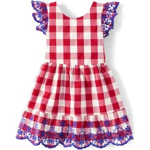 Gymboree Girls' and Toddler Flutter Sleeve Dresses (4T, Red Plaid)