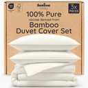Bambaw Queen Duvet Cover Set 3pcs 100% Viscose Derived from Bamboo, Cooling, Super Soft, Breathable, No Comforter (Ivory)