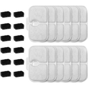 12 Packs Cat Water Fountain Filter Replacement Compatible with Dockstream Cat Water Fountain PLWF005/PLWF115/PLWF105/PLW106/PLWF116/PLWF305,Replacement Filter with Pre-Filter Sponge