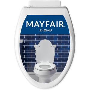 Mayfair Preston Easy to Clean Single Hinge Toilet Seat, Modern Slow Close Plastic Toilet Seat, Made in USA, Elongated, White