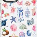 for iPhone 12 Case, Tropical Beach Collage Pattern with Shells & Flamingos, Military-Grade Drop Protection, Colorful Summery Soft Slim TPU Protective & Camera Protection for Women Girls (OceanCut)