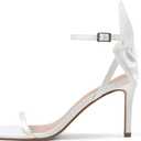 Mattiventon Women's Bow Heels Slingback Stiletto High Heeled Sandals with One Strap Open Toe Wedding Bridal Shoes for Summer Dress (M)