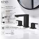 KENES Black Widespread Bathroom Faucet 3 Hole Bathroom Sink Faucet Matte Black Two Handle, 8-Inch 3 Pieces Bathroom Vanity Faucet with Pop Up Drain & Supply Lines, KE-9050-2-P