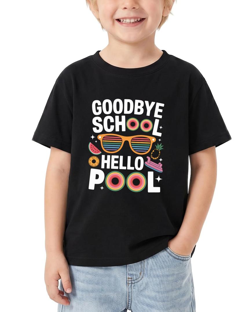 Happy Funny Last Day of School T-Shirt for Kids Toddler Girls Boys Short Sleeve Tee Cotton 130