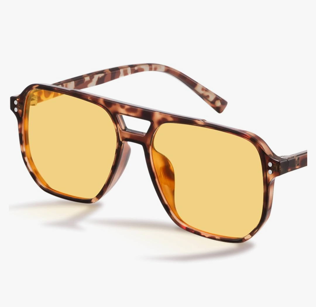 livho Vintage Aviator Blue Light Blocking Glasses, Fashion Oversized Frames with UV Protection Coating, Unisex Design